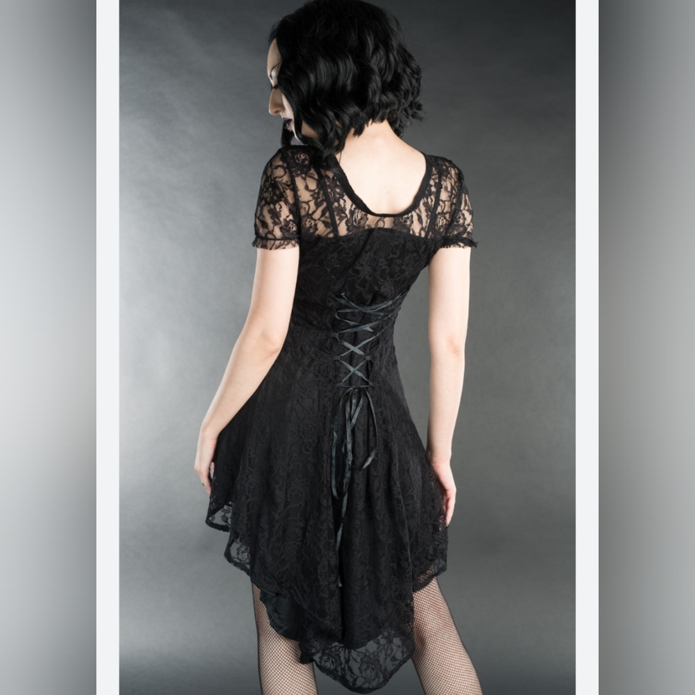 DRACULA CLOTHING Black Sweet Lace Dress size L/XL 16